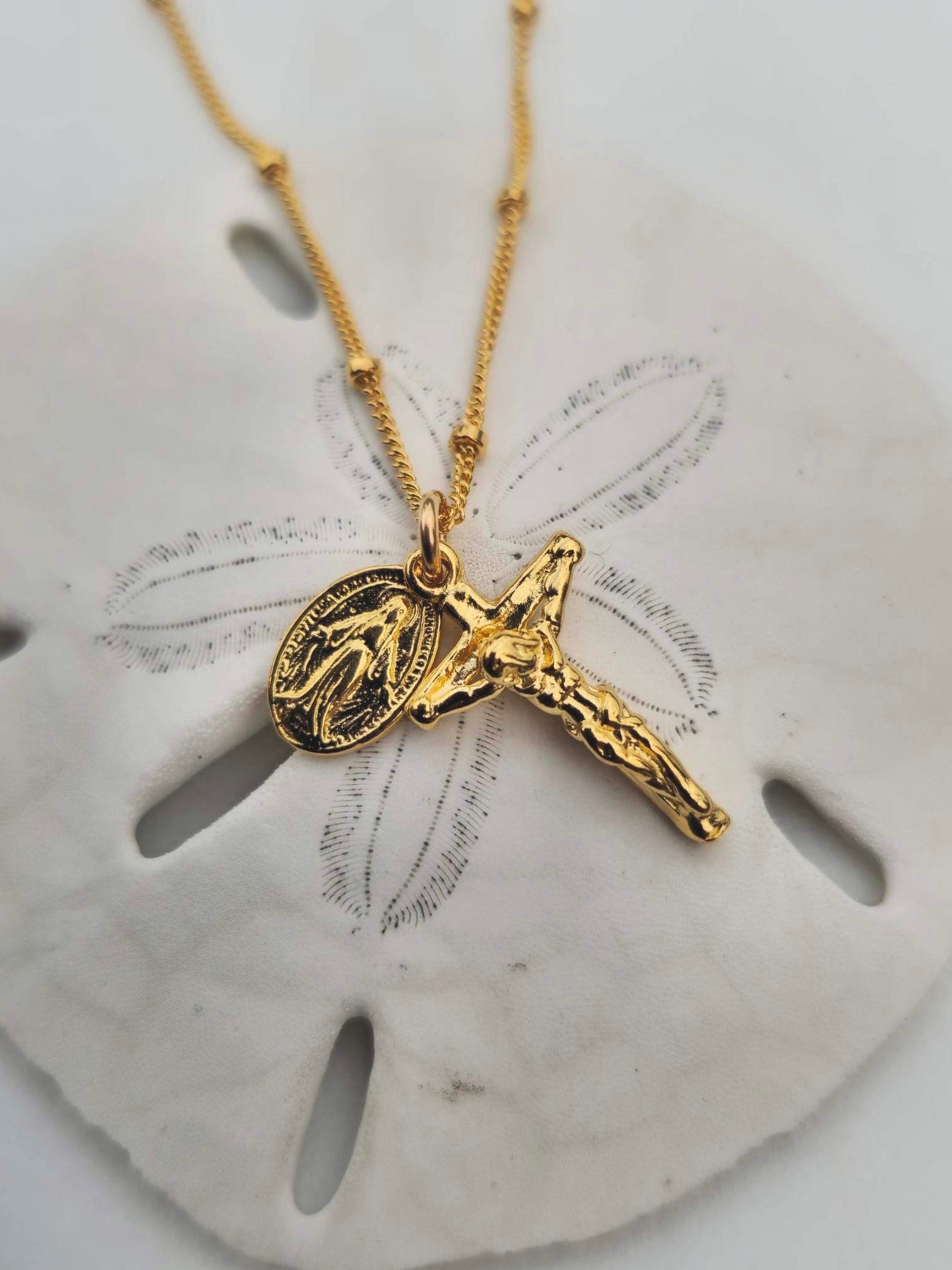 Crucifix Virgin Mary Miraculous Medal Necklace Catholic Jewelry