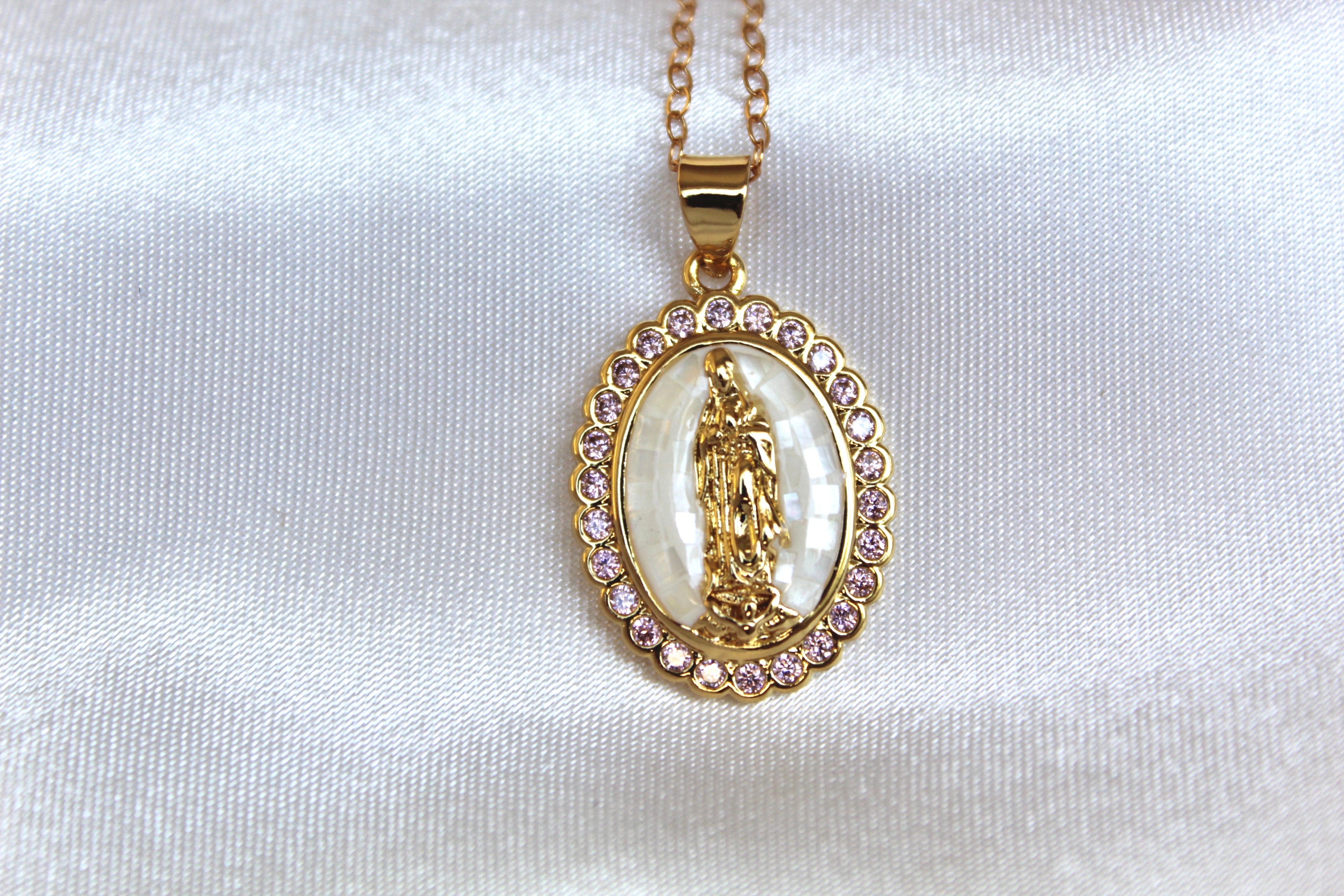 Mother of Pearl Lady Guadalupe Necklace – GALYNT