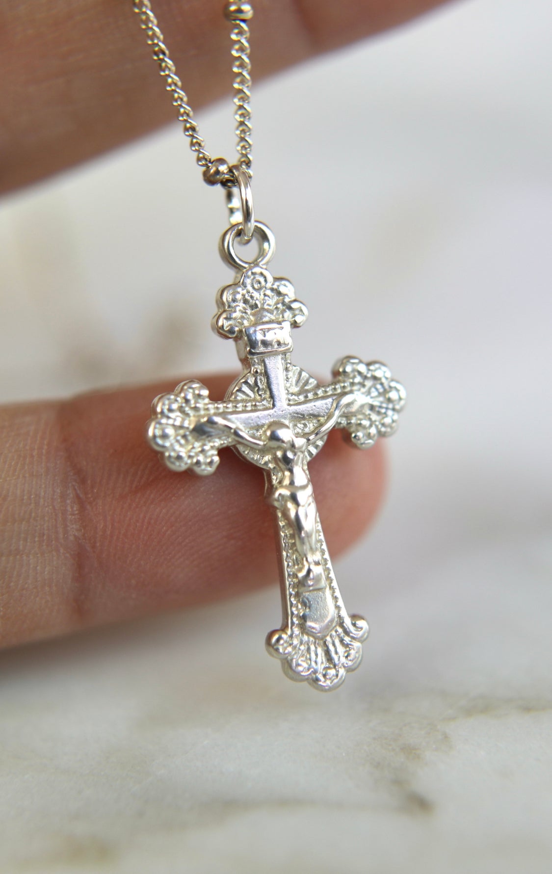 Crucifix Necklace in Sterling Silver - Main Image