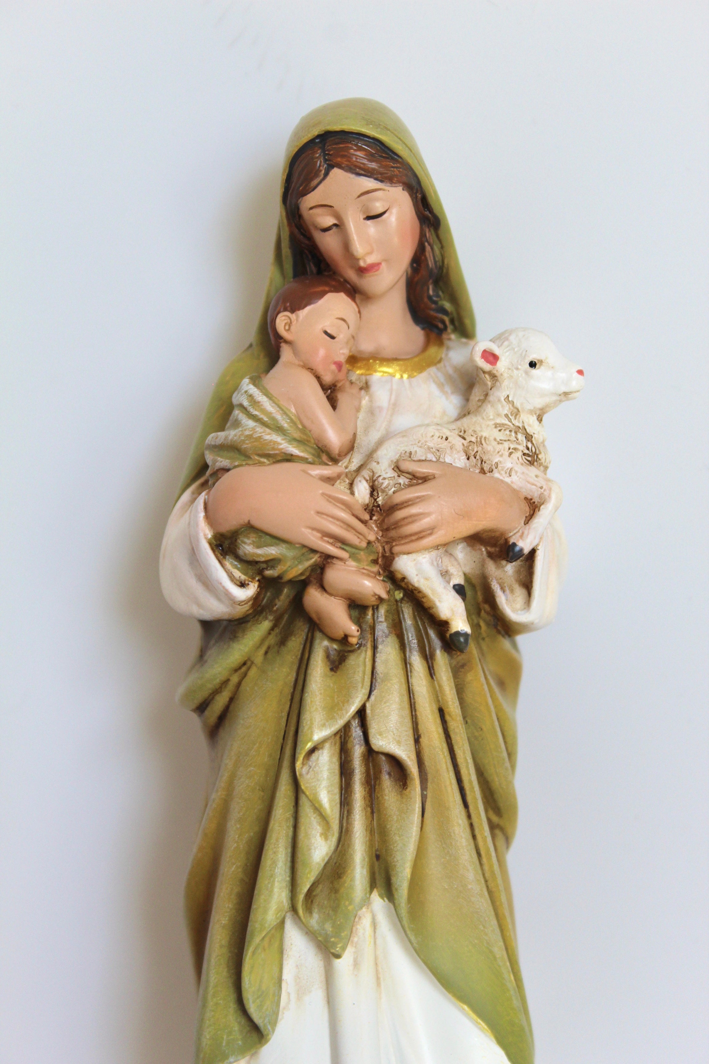 Virgin Mary Lamb Statue