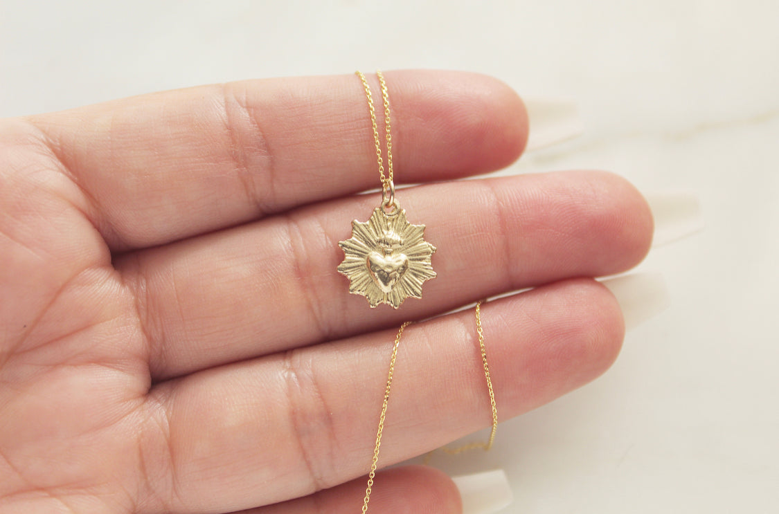 14k Gold Sacred Heart™ Necklace Catholic Jewelry – The Little