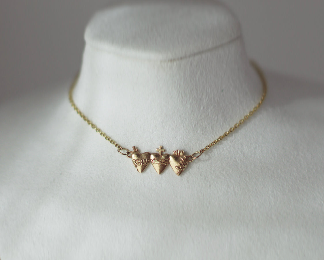 Holy Family Hearts® in 14K Gold Tiny Version – The Little Catholic