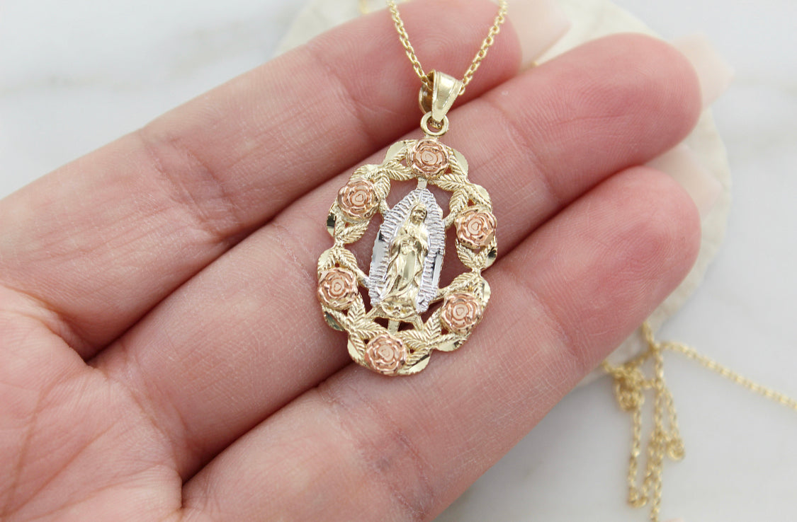 14k Gold Rose Our Lady of Guadalupe Necklace – The Little Catholic