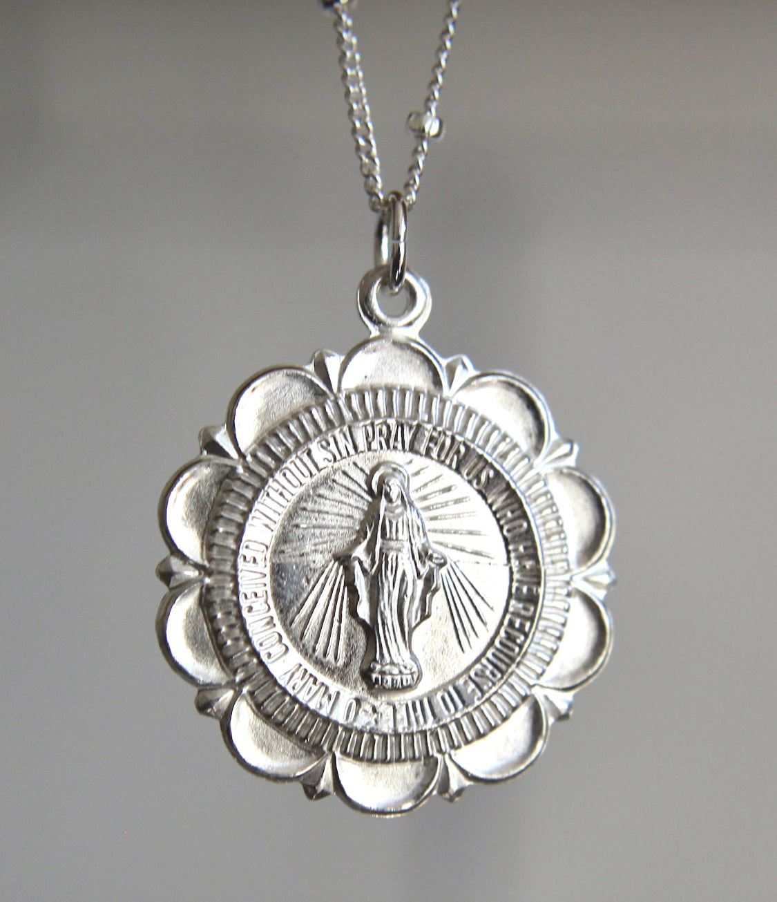 Miraculous Medal Pendant Blessed Mother Necklace Consecration To